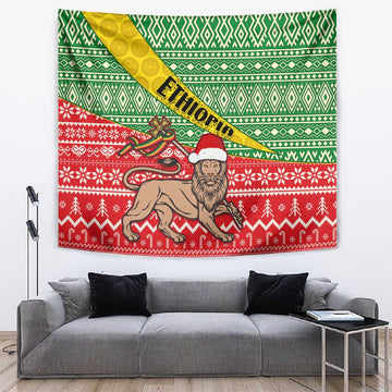 Ethiopia Christmas Tapestry - Melkam Gena with African Pattern LT01
