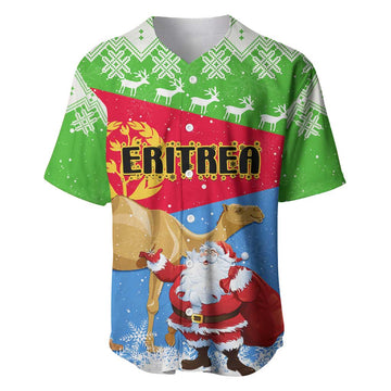 Custom Eritrea Christmas Baseball Jersey with Santa Claus and Dromedary Camel LT01