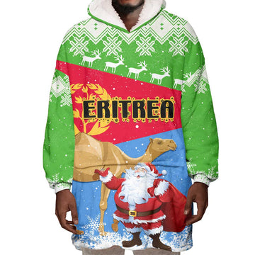 Custom Eritrea Christmas Wearable Blanket Hoodie with Santa Claus and Dromedary Camel LT01