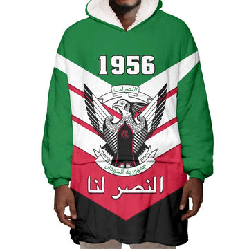 Sudan Independence Day Wearable Blanket Hoodie with Sudanese Secretary Bird LT01