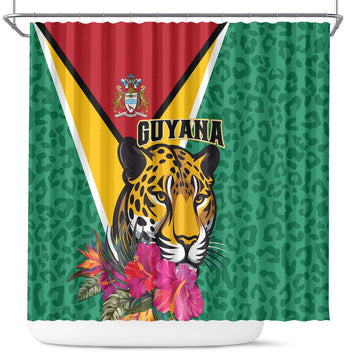 Guyana Shower Curtain Jaguar Tropical Flowers LT01