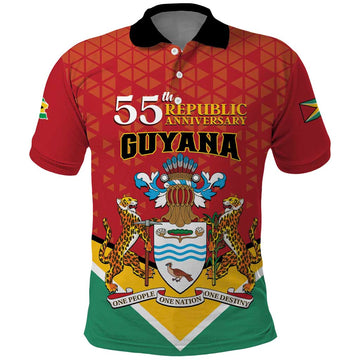 Personalized Guyana 55th Republic Anniversary Polo Shirt Flag Style LT01
