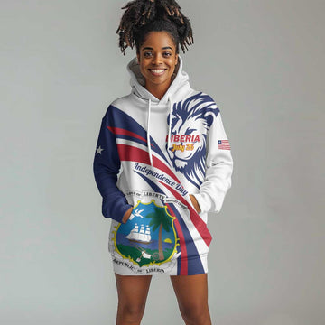 Liberia Independence Day Hoodie Dress July 26 Lion Coat of Arms LT01