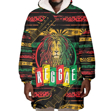 International Reggae Day Wearable Blanket Hoodie Rastafarian Lion Legend of Reggae LT01