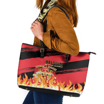Belgium 2024 Football Leather Tote Bag Go De Rode Duivels LT01