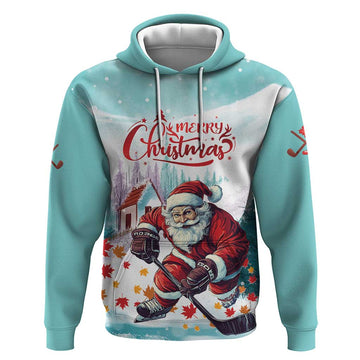 Personalized Canada Santa Playing Hockey Hoodie LT01