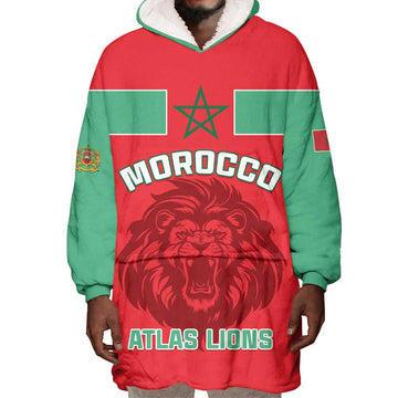 Morocco Football Wearable Blanket Hoodie - Go The Atlas Lions LT01