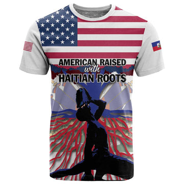 Afro Haiti Heritage Month 2025 T shirt American Raised With Haitian Roots LT01