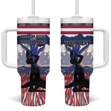 Afro Haiti Heritage Month 2025 Tumbler With Handle American Raised With Haitian Roots LT01