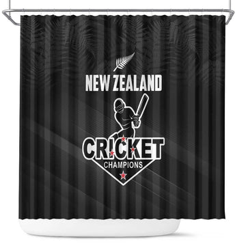 New Zealand Cricket Shower Curtain Aotearoa Black Cap Come On LT01