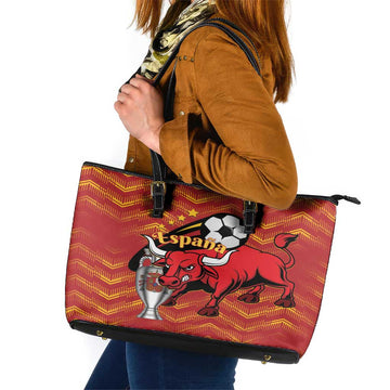 Spain 2024 Football Champions Leather Tote Bag Espana La Roja LT01