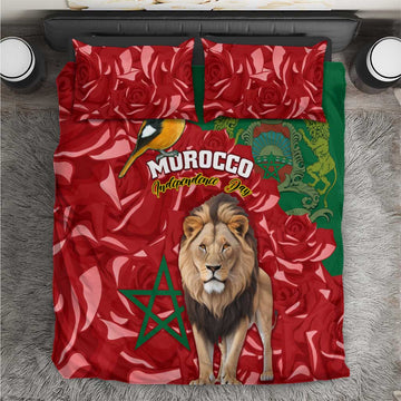 Morocco Independence Day Bedding Set with Barbary Lion and Moussier's Redstart LT01