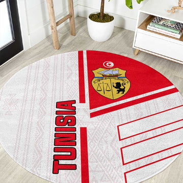 Tunisia Football Round Carpet - Victory for the Eagles of Carthage LT01