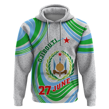 Custom 27 June Djibouti Independence Day Hoodie Jabuuti Emblem Mix Islamic Pattern LT01