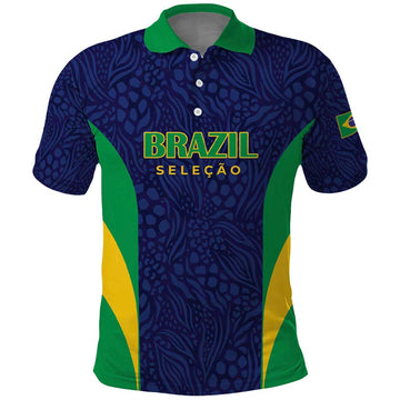 Custom Brazil Football Polo Shirt Canary Squad Go Champions LT01
