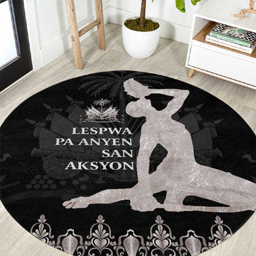 Haiti Neg Marron Round Carpet Hope is Nothing Without Action - Silver LT01