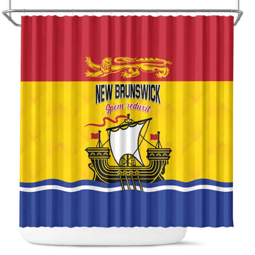 Canada New Brunswick Province Shower Curtain Golden Lion Lymphad LT01