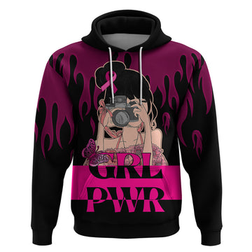 Personalised Girl Power Hoodie Day Of The Girl Breast Cancer Awareness LT01