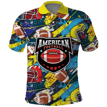Custom American Football Graffiti Polo Shirt Unique Style LT01