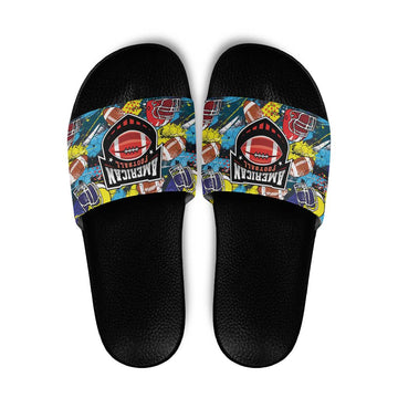 American Football Graffiti Slide Sandals Unique Style LT01