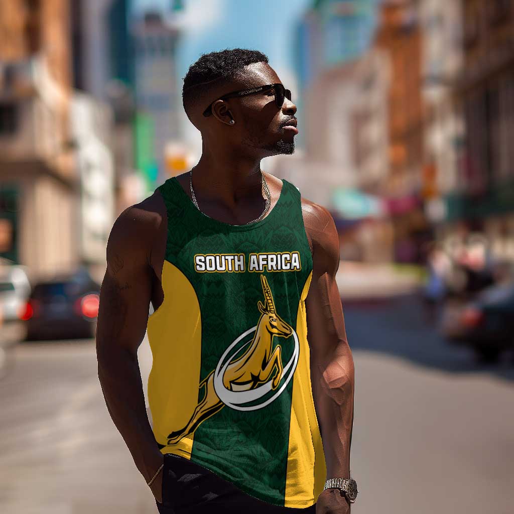 Custom South Africa Rugby Men Tank Top - Springboks Go Champions with Protea Pattern LT01