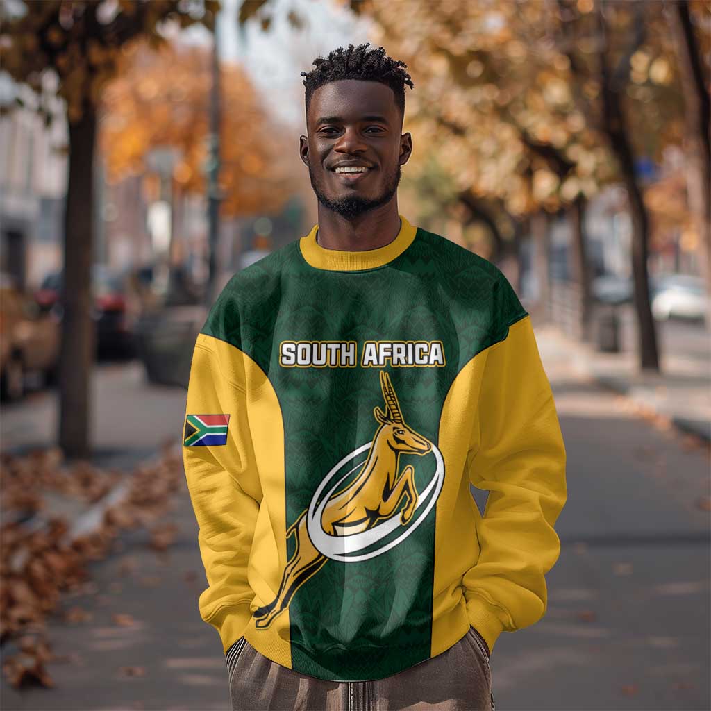 Custom South Africa Rugby Sweatshirt - Springboks Go Champions with Protea Pattern LT01