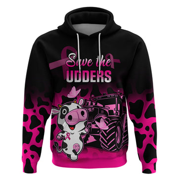 Personalised Save The Udders Hoodie Farmer Day Breast Cancer Awareness LT01