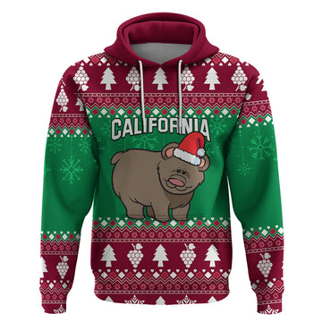 Custom California Christmas Hoodie Santa Grizzly Bear With Grape LT01