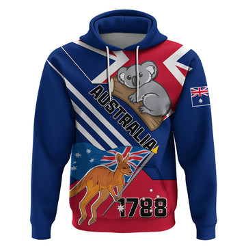 Australia Day Kangaroo and Koala With Flag Hoodie LT01