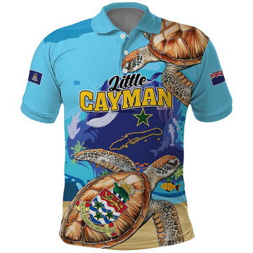Little Cayman Map Sea Turtle Polo Shirt Ocean Vibes LT01
