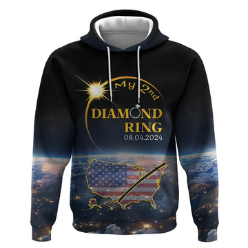 Personalized Total Solar Eclipse 2024 Hoodie My 2nd Diamond Ring LT01