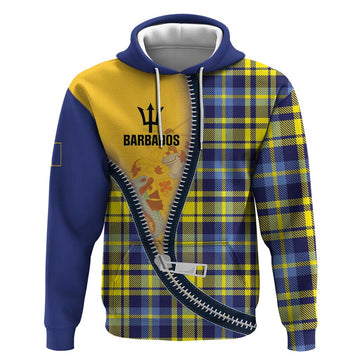 Barbados Celtic Festival Hoodie Yellow Blue Tartan Zipper Stylized LT01