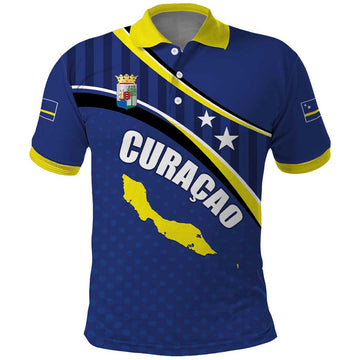 Curacao Flag Day Polo Shirt Korsou Map Simple Style LT01