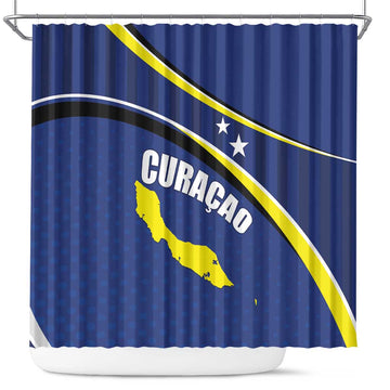 Curacao Flag Day Shower Curtain Korsou Map Simple Style LT01