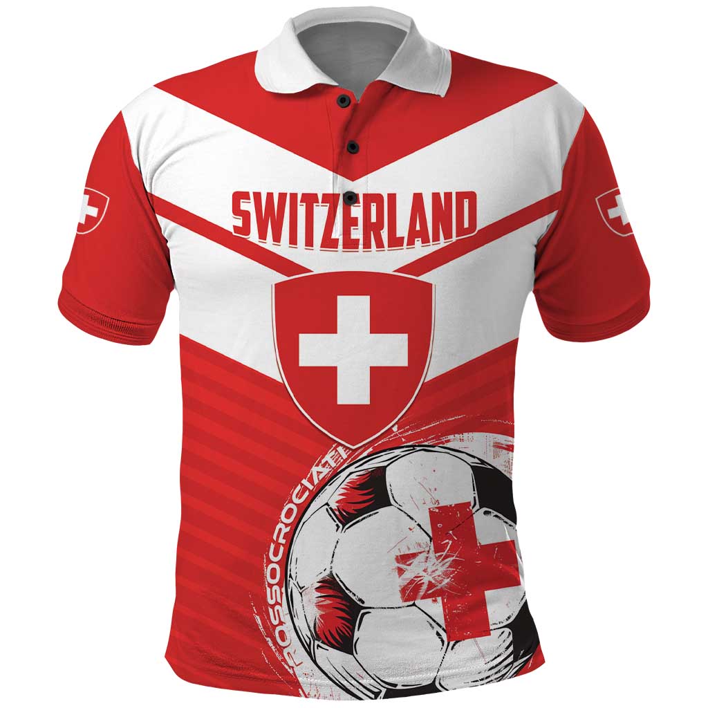 Custom Switzerland 2024 Football Polo Shirt Rossocrociati Go Champions LT01