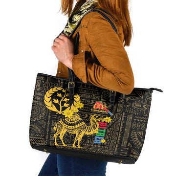 Enkutatash Eritrea New Year Leather Tote Bag Eritrean Camel African Pattern LT01