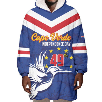 Cape Verde Independence Day Wearable Blanket Hoodie Gerbera Daisy Pattern LT01