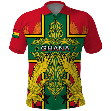 Custom Ghana Polo Shirt Ghana Cross Of Saint George With Tawny Eagles LT01