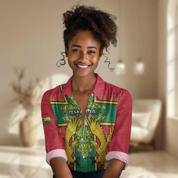 Custom Ghana Women Casual Shirt with Cross of Saint George and Tawny Eagles LT01
