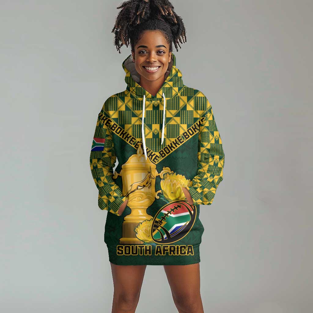 Custom South Africa Rugby Hoodie Dress - Go Bokke Champion, World Cup LT01