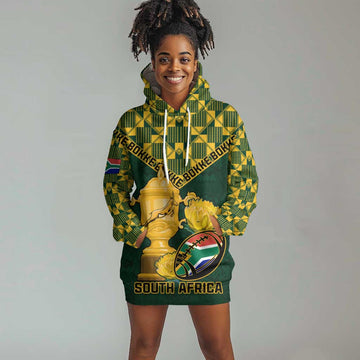 Custom South Africa Rugby Hoodie Dress - Go Bokke Champion, World Cup LT01