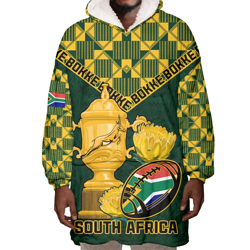 Custom South Africa Rugby Wearable Blanket Hoodie - Go Bokke Champion, World Cup LT01