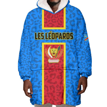 Support Les Leopards - DR Congo Football Wearable Blanket Hoodie LT01