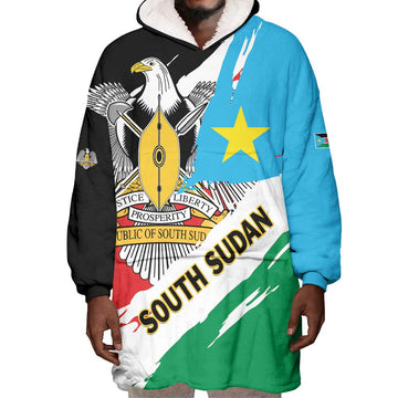Personalized South Sudan Wearable Blanket Hoodie East Africa - Grunge Flag Unique LT01