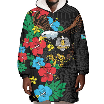 South Sudan Wearable Blanket Hoodie African Pattern Hibiscus Floral LT01