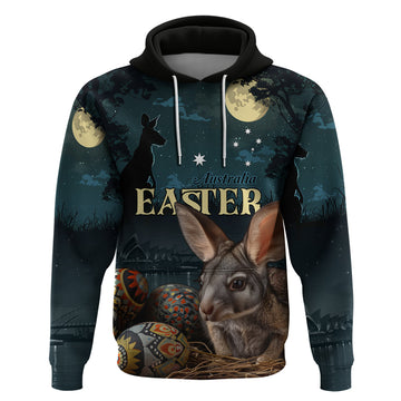 Australia Easter 2024 Hoodie Bunny With Aboriginal Eggs At Starry Night LT01