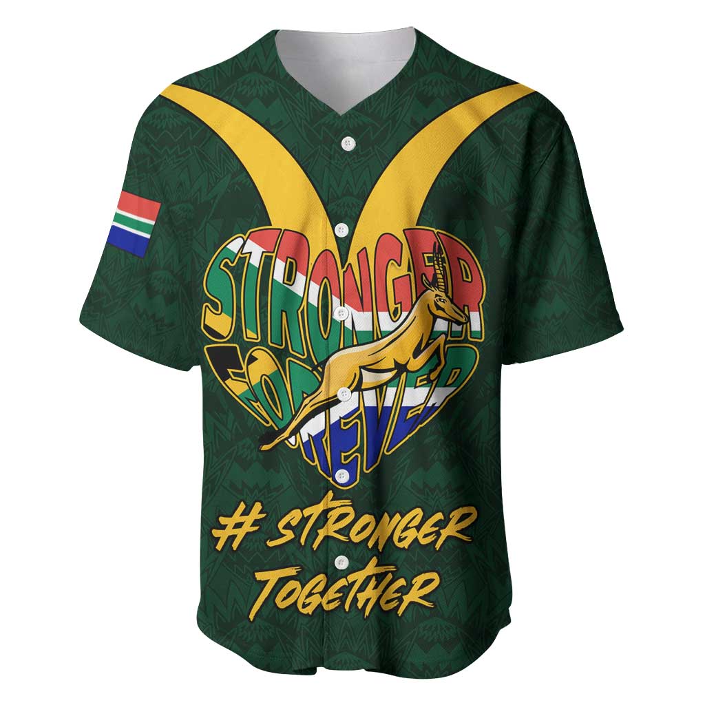 Custom South Africa Rugby Baseball Jersey - Stronger Together, Stronger Forever, Bokke World Cup LT01