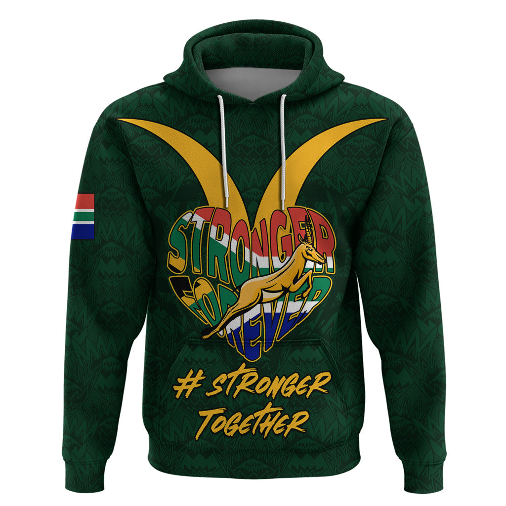 Custom South Africa Rugby Hoodie Stronger Together Stronger Forever Bokke World Cup 2023 LT01