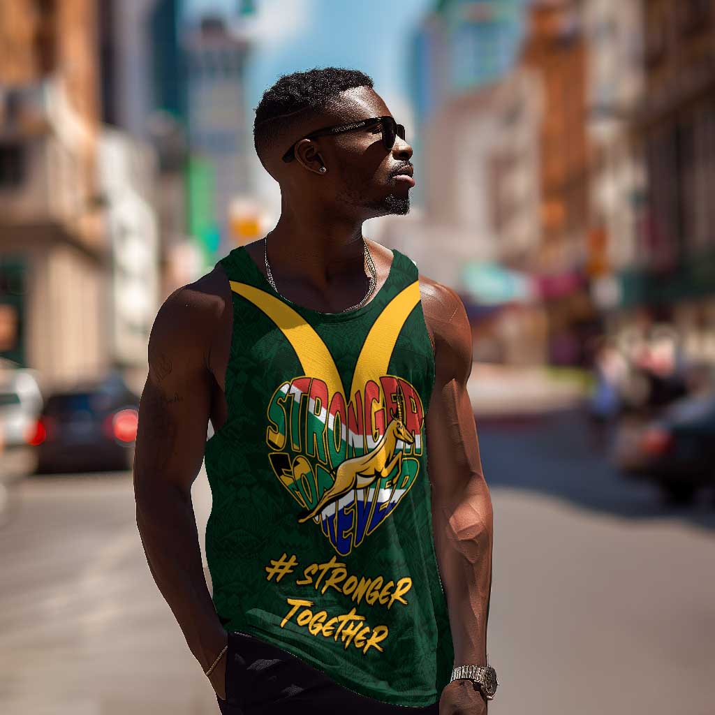 Custom South Africa Rugby Men Tank Top - Stronger Together, Stronger Forever, Bokke World Cup LT01
