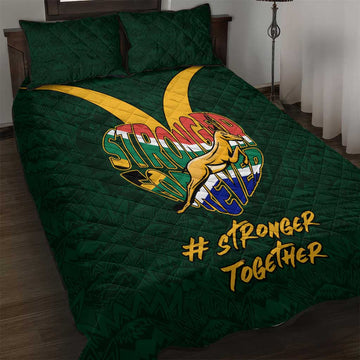 South Africa Rugby Quilt Bed Set - Stronger Together, Stronger Forever, Bokke World Cup LT01